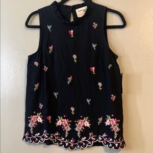 Savanna Jane Embroidered Sleeveless Blouse Size S NWT